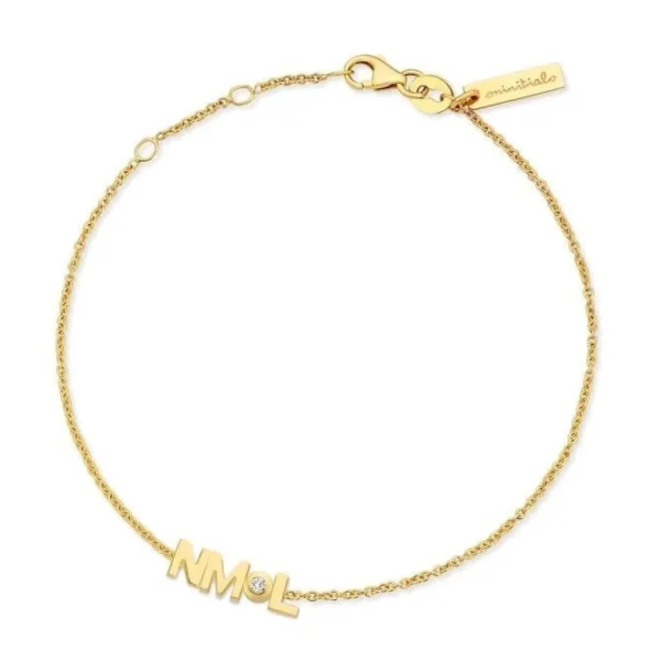 Minitials Drie Signature Één Diamant Armband