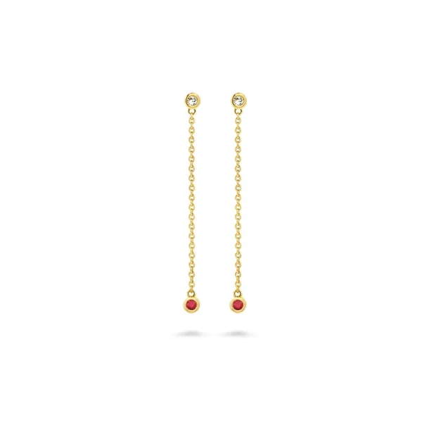 Miss Spring Oorknop Button Multi Robijn - Diamant